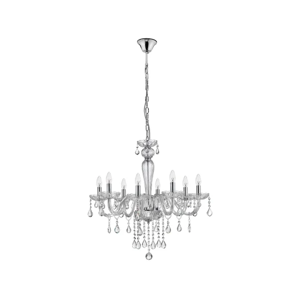Nova Luce Venezia - lustre - Ø 70 x 130 cm - chrome et transparent