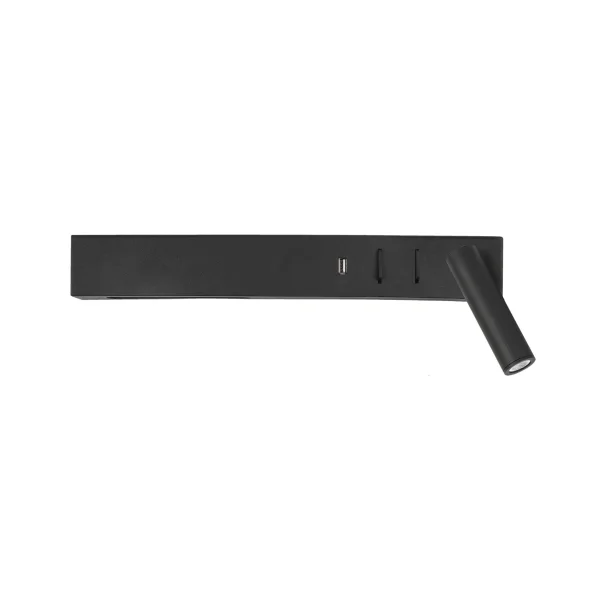 Nova Luce Vida - applique murale avec interrupteur et chargeur USB - 35 x 10 x 8 cm - 5W + 3W LED inclus - noir sable