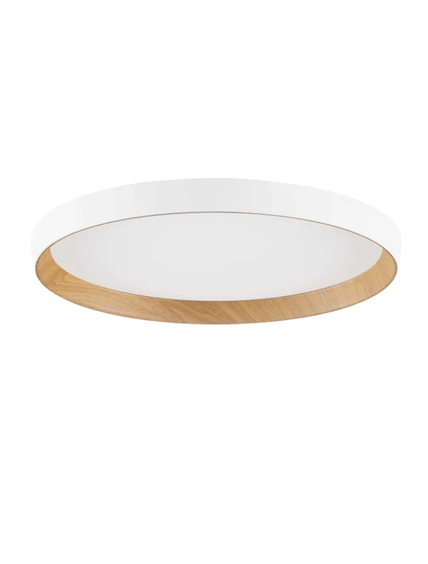 Nova Luce Vomos - plafonnier - Ø 40 x 7 cm - 36W dimmable LED inclus - blanc sablé et bois