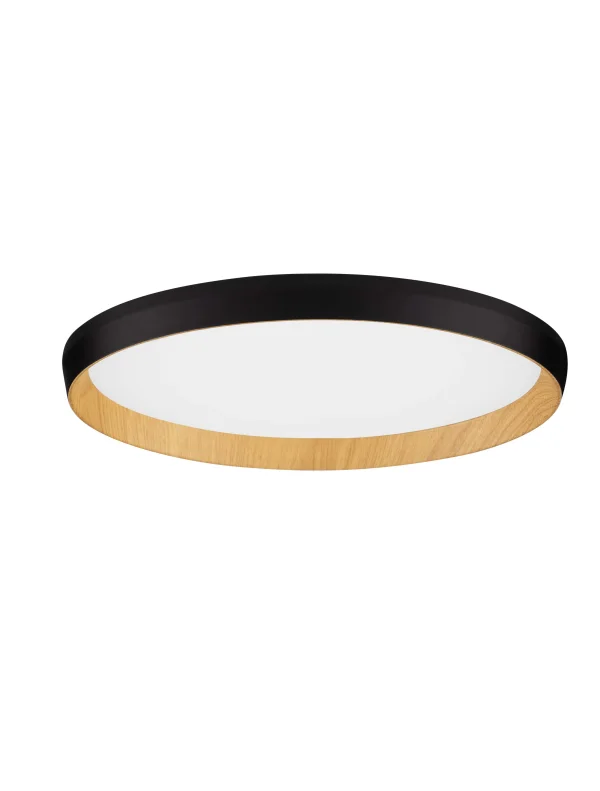 Nova Luce Vomos - plafonnier - Ø 40 x 7 cm - 36W dimmable LED inclus - noir sablé et bois