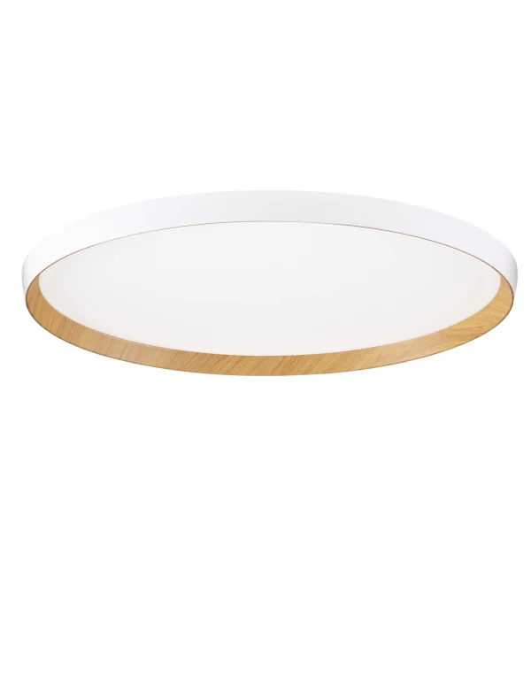 Nova Luce Vomos - plafonnier - Ø 60 x 7 cm - 55W dimmable LED inclus - blanc sablé et bois
