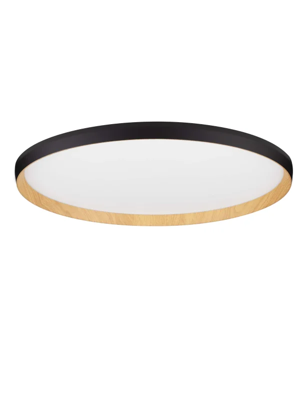 Nova Luce Vomos - plafonnier - Ø 60 x 7 cm - 55W dimmable LED inclus - noir sablé et bois