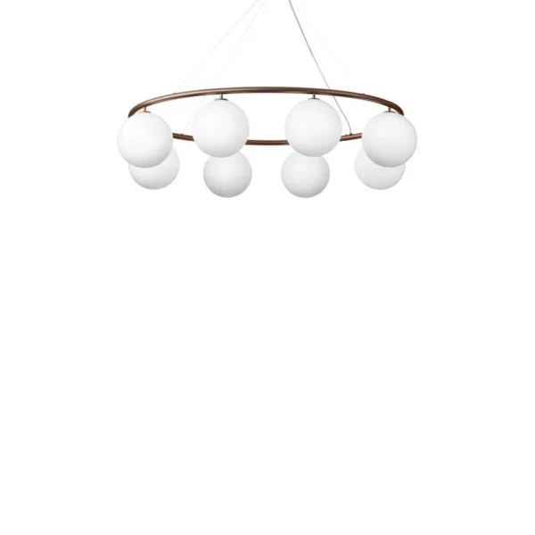 Nuura Aps - Lustre ovale Miira 8, bronze/opale, à 8 lampes Nuura