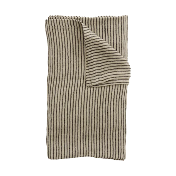 Olsson & Jensen Nappe en lin Stripe 150x300 cm Noir-sable