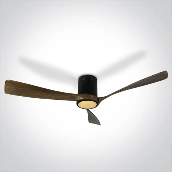 ONE Light Black Body - ventilateur de plafond avec lumière et télécommande - Ø 132 x 27 cm - noir et brun foncé