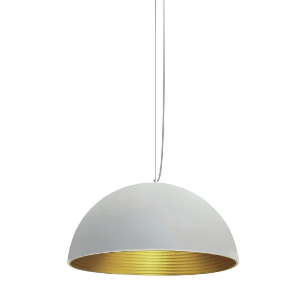 ONE Light Bowl Shade Pendant - lampe suspendue - Ø 40 x 180 cm - blanc et laiton