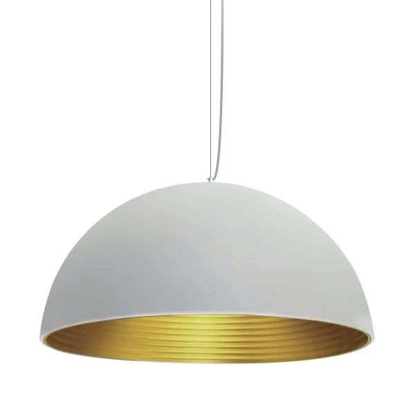 ONE Light Bowl Shade Pendant - lampe suspendue - Ø 60 x 190 cm - blanc et laiton