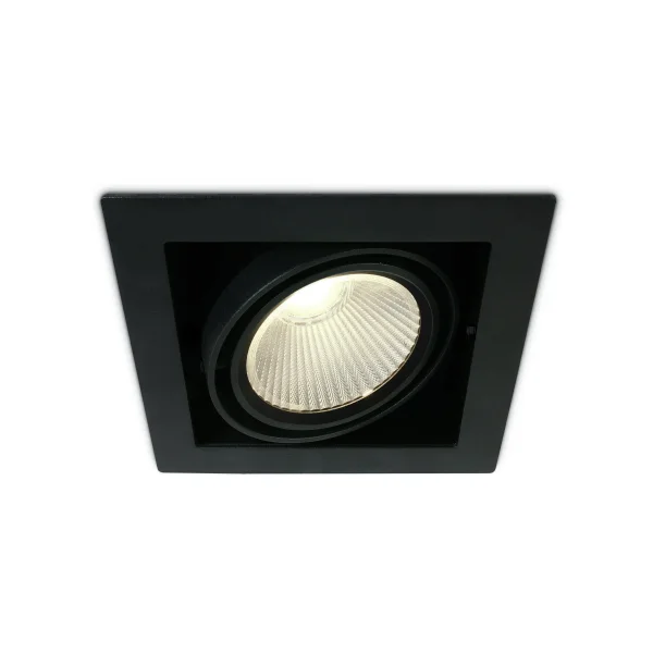 ONE Light COB Box Type Shop - spot à encastrer - 185 x 185 mm, 160 x 160 mm taille d'encastrement - 30W LED inclus - noir - couleur de lumière blanc chaud