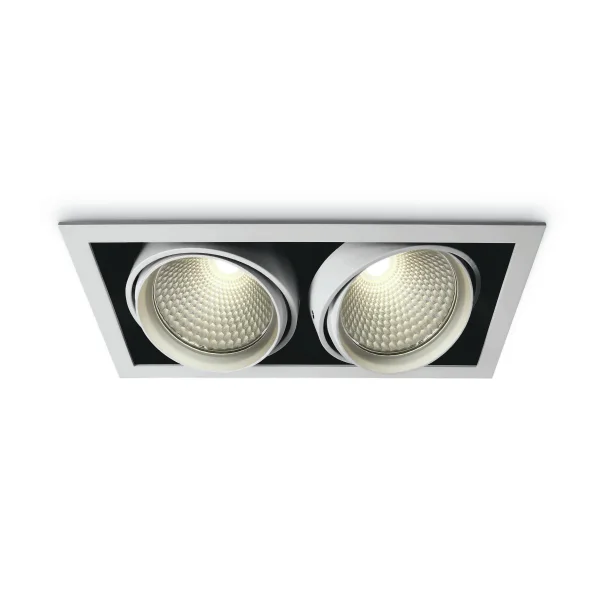 ONE Light COB Square Downlights - spot encastré - 340 x 185 mm, 320 x 165 mm taille d'encastrement - 2 x 40W LED inclus - blanc