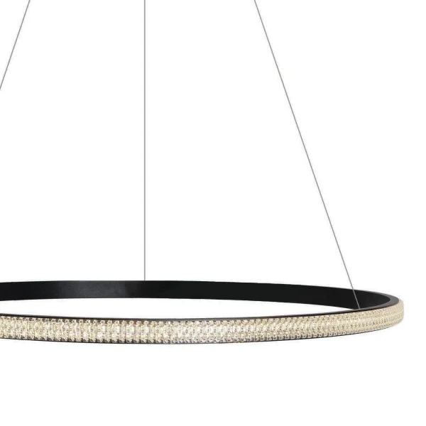 ONE Light Crystal Swirl - lampe suspendue - Ø 62 x 120 cm - 20W LED inclus - noir