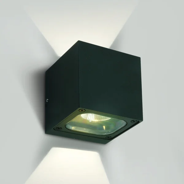 ONE Light Cube Wall Lights Up & Down- applique murale extérieure - 10 x 10 x 10 cm - 6W LED inclus - IP65 - anthracite