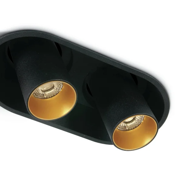ONE Light Cylindres COB encastrés - spot en saillie 2L - 16,8 x 9 x 9 cm - 2 x 7W LED dimmable inclus - noir