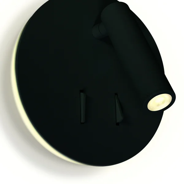 ONE Light Dark Light Cylinders - spot mural avec interrupteur - Ø 14,8 x 3,2 cm - 3W + 5W LED inclus - noir