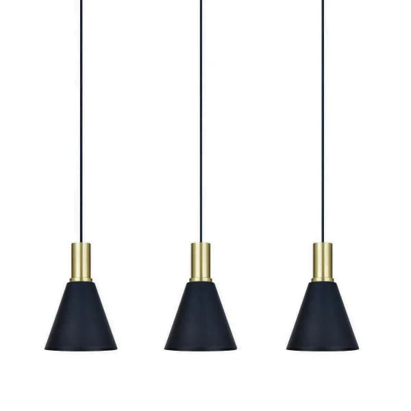 ONE Light E27 Cones - lampe suspendue - Ø 15,3 x 222,8 cm - laiton brossé et noir