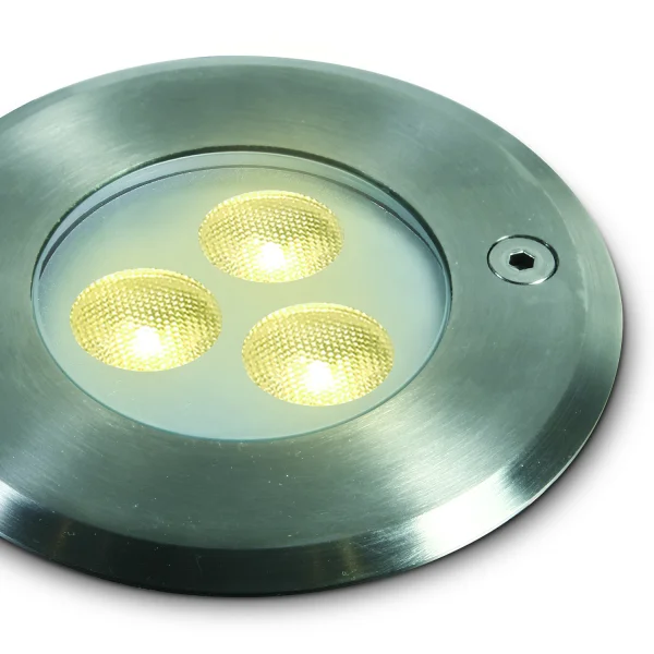 ONE Light LED Underwater Range - projecteur sous-marin à LED - Ø 100 mm, Ø 88 mm encastrable - 3 x 1W LED dimmable inclus - IP68 - acier inoxydable - couleur de lumière blanc chaud