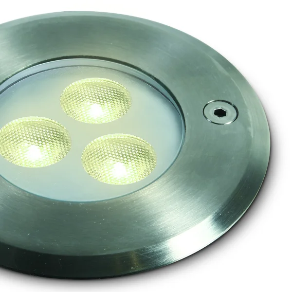 ONE Light LED Underwater Range - projecteur sous-marin à LED - Ø 100 mm, Ø 88 mm encastrable - 3 x 1W LED dimmable inclus - IP68 - acier inoxydable - couleur de lumière blanche
