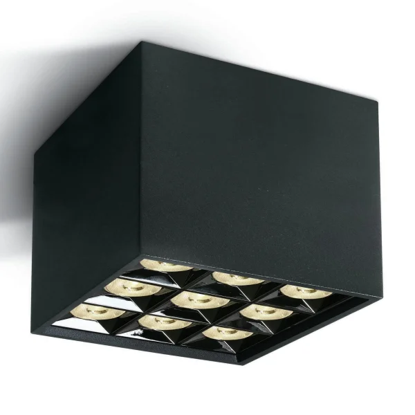 ONE Light Mirror Square Boxes - plafonnier - 12,3 x 12,3 x 8,8 cm - 30W LED inclus - noir