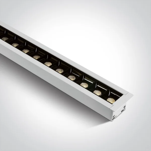 ONE Light Profils linéaires LED encastrés - plafonnier encastré - 129,5 x 5 x 5,5 cm - 40W LED inclus - blanc - blanc chaud à blanc froid