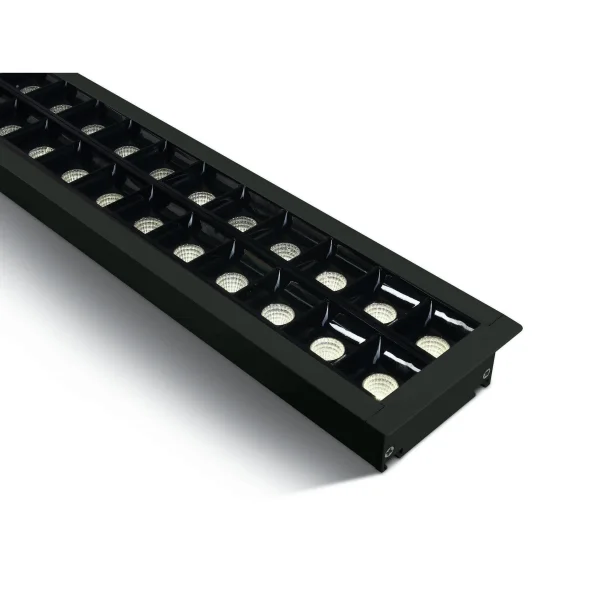 ONE Light Profils linéaires LED encastrés - plafonnier encastré - 130 x 8 x 5,5 cm - 40W LED inclus - noir - couleur de lumière blanc chaud