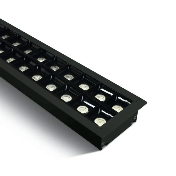 ONE Light Profils linéaires LED encastrés - plafonnier encastré - 130 x 8 x 5,5 cm - 40W LED inclus - noir - couleur de lumière blanche