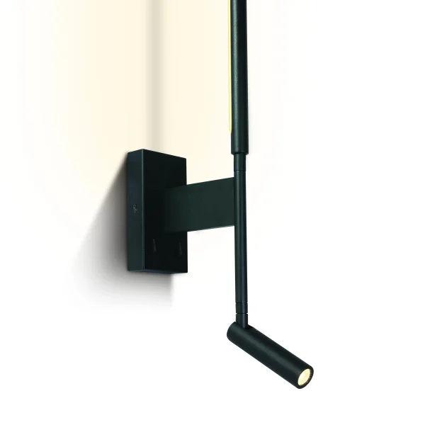 ONE Light Reading Spot - spot mural avec interrupteur - 10 x 7 x 51,5 cm - 3W + 6W LED inclus - noir