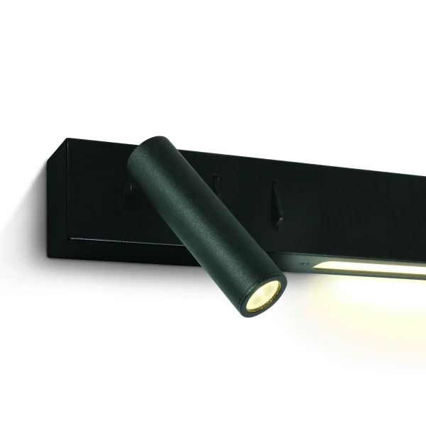 ONE Light Reading Spot - spot mural avec interrupteur - 30 x 3,5 x 5 cm - 3W + 6W LED inclus - noir