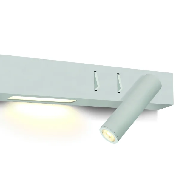 ONE Light Reading Spot - spot mural droit avec interrupteur - 30 x 3,5 x 5 cm - 3W + 6W LED inclus - blanc