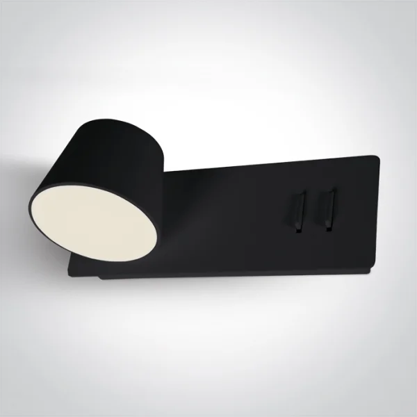 ONE Light Reading Spots - applique murale avec interrupteur - 22 x 12 x 8 cm - 6W + 4W LED inclus - noir