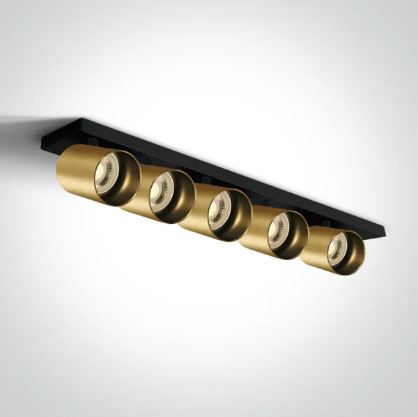 ONE Light Retro GU10 Spots - spot en saillie 5L - 65 x 7 x 10 cm - laiton brossé
