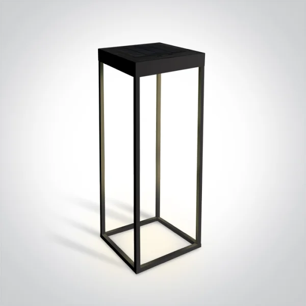 ONE Light Solar Path Lights - poteau de jardin solaire avec détecteur de nuit et USB - 18,5 x 18,5 x 50 cm - 2,2W dimmable LED inclus - IP65 - noir