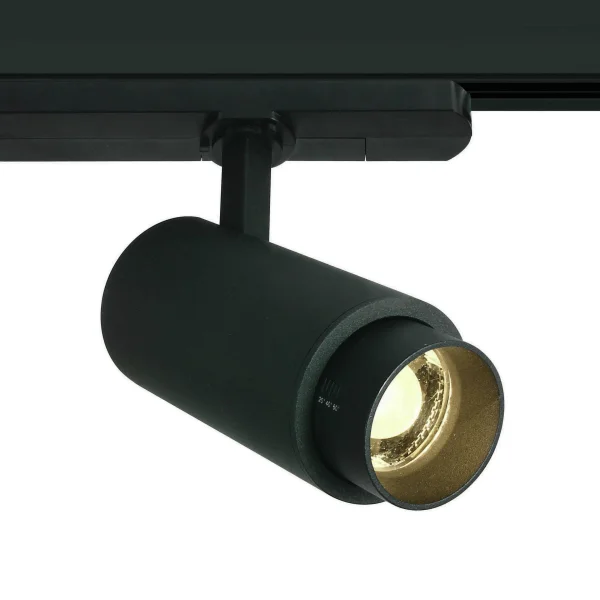 ONE Light Zoomable - projecteur sur rail avec faisceau réglable de 20 à 60 degrés - système de rail triphasé - Ø 5,5 x 14,8 cm - 15W LED inclus - noir