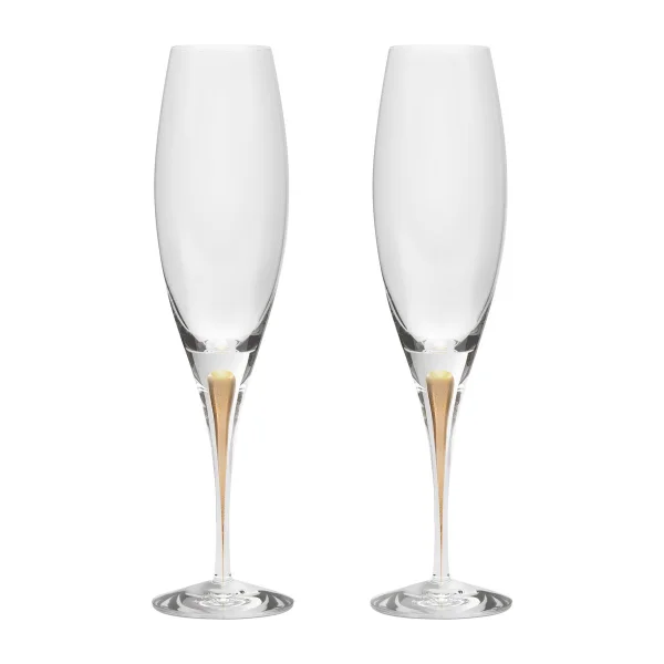 Orrefors Flûte à champagne Intermezzo 26 cl, lot de 2 Or