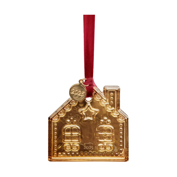 Orrefors Suspension de Noël Annual Holiday Ornament Maison en pain d'épices 2025, or 21 K