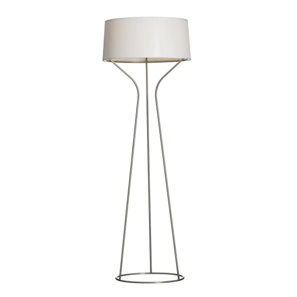 Örsjö Belysning Lampadaire Aria acier inoxydable, abat-jour blanc