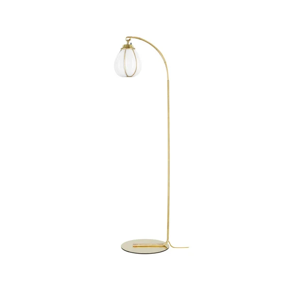 Örsjö Belysning Lampadaire Hobo laiton brut, verre opale soufflé à la bouche