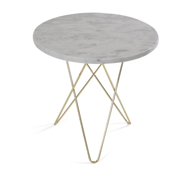 OX Denmarq Mini table d'appoint O Tall Ø50 H50, structure en laiton marbre blanc