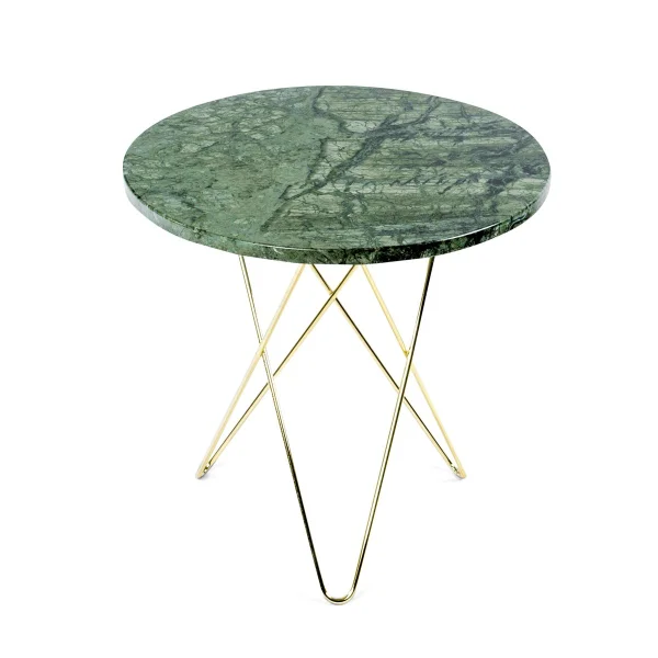 OX Denmarq Mini table d'appoint O Tall Ø50 H50, structure en laiton marbre vert