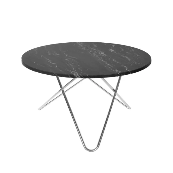 OX Denmarq Table à manger Big O Table marbre marquina, structure en acier inoxydable