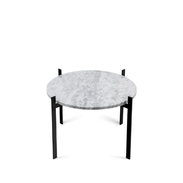 OX Denmarq Table à plateau simple marbre blanc, support noir