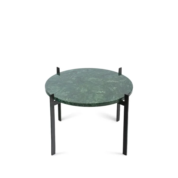 OX Denmarq Table à plateau simple marbre vert, socle noir