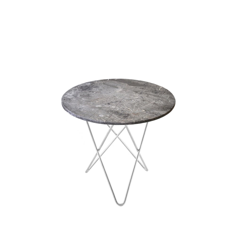 OX Denmarq Table basse Mini O Marbre gris, support en acier inoxydable