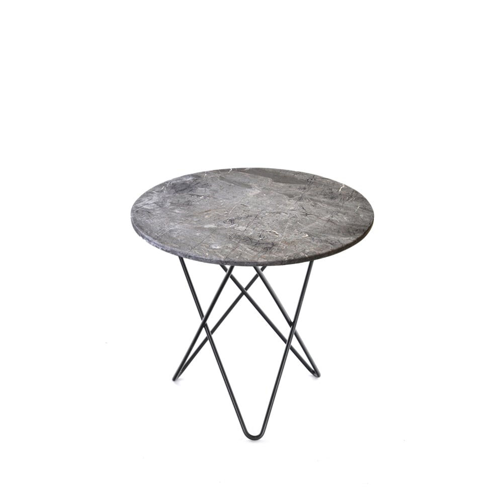 OX Denmarq Table basse Mini O Marbre gris, support laqué noir