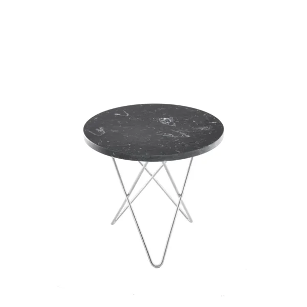 OX Denmarq Table basse Mini O marbre marquina, support en acier inoxydable