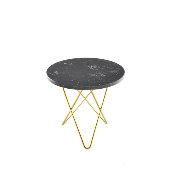 OX Denmarq Table basse Mini O marbre marquina, support en laiton