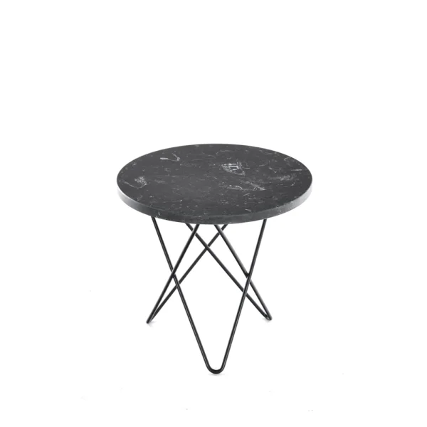 OX Denmarq Table basse Mini O marbre marquina, support laqué noir