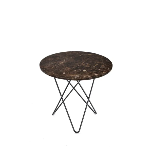 OX Denmarq Table basse Mini O marbre marron, support laqué noir