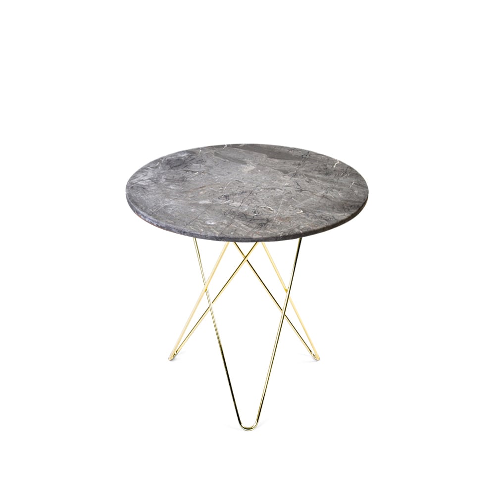 OX Denmarq Table basse Mini O Tall Marbre gris, support en laiton