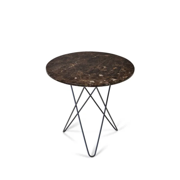 OX Denmarq Table basse Mini O Tall marbre marron, support laqué noir