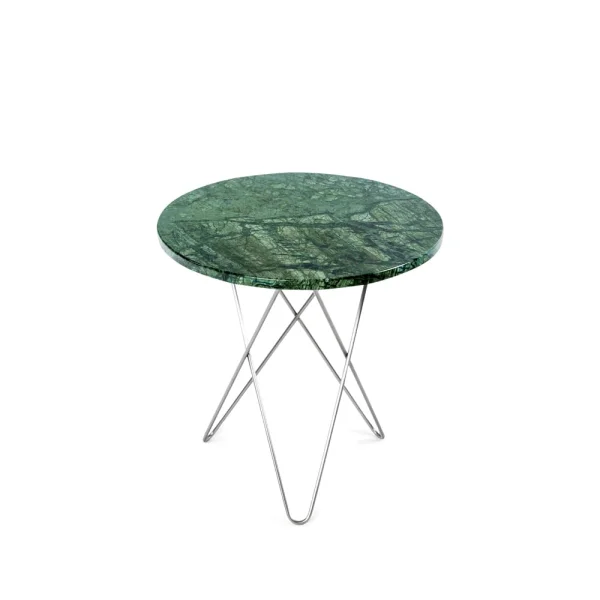 OX Denmarq Table basse Mini O Tall marbre vert, acier inoxydable