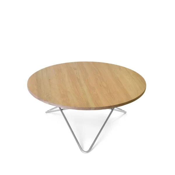 OX Denmarq Table basse O chêne laqué mat, cadre en acier inoxydable